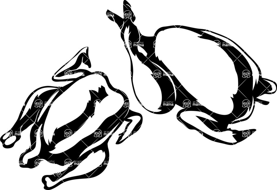 Vector silhouettes - Vector Roast Turkey Silhouettes Set